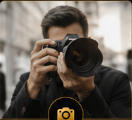 Event photographer holding a camera